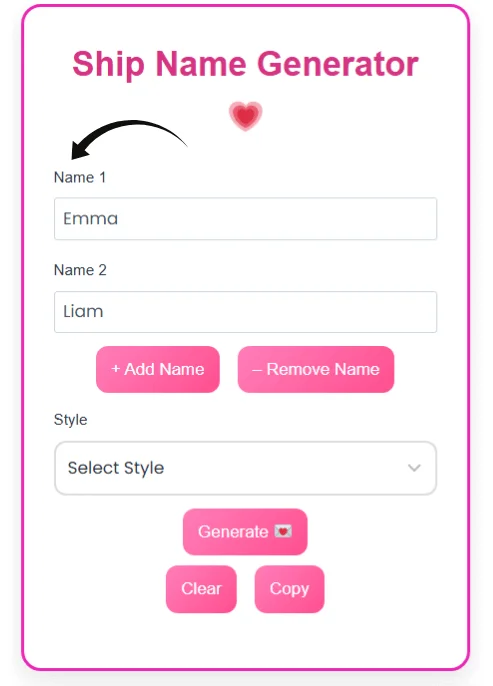 step 2: Type Names